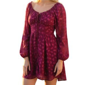 SO GOODS FOR LIFE Pink Raspberry Long Sleeve Babydoll Handkerchief Hem Dress- XS